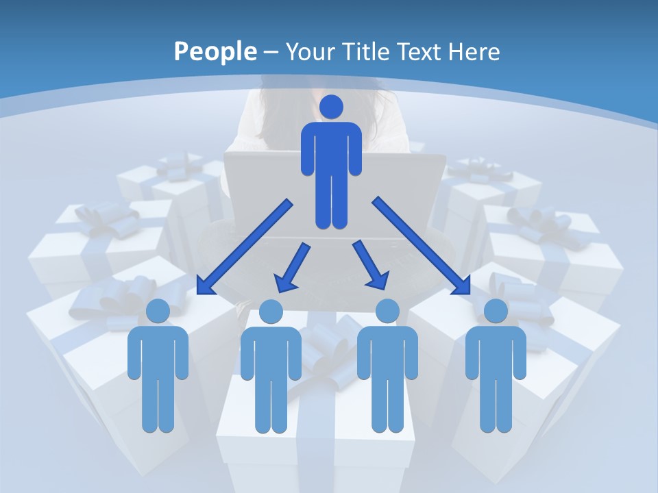 A Woman Sitting In Front Of A Laptop Surrounded By Presents PowerPoint Template