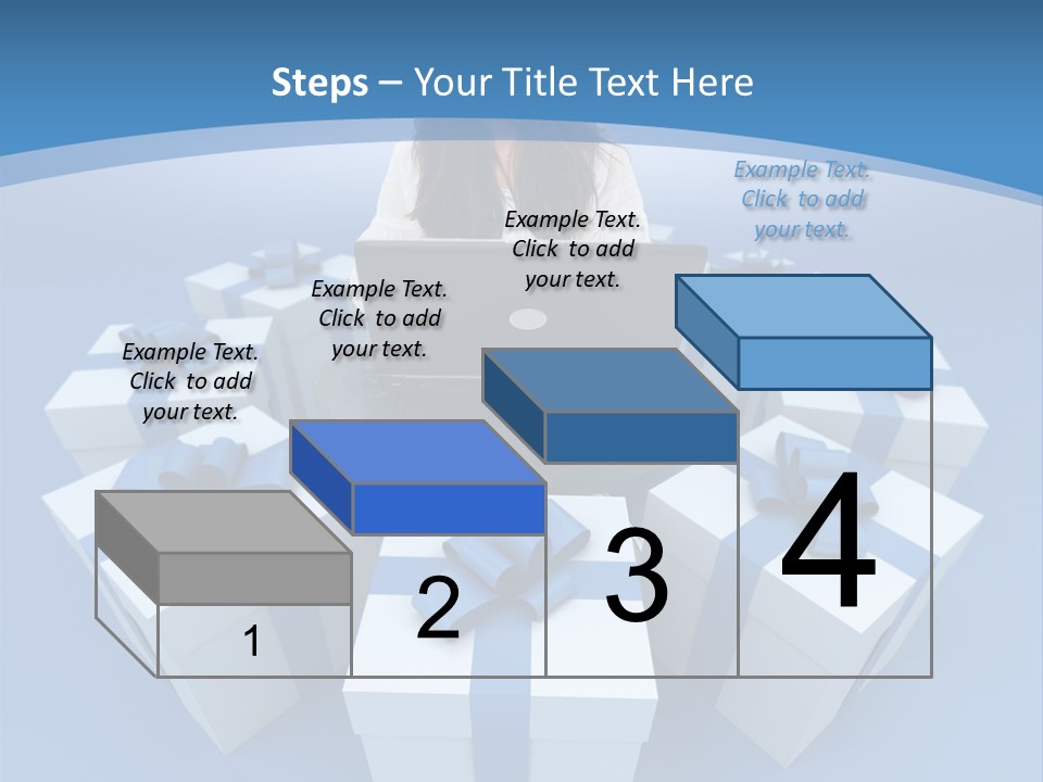 A Woman Sitting In Front Of A Laptop Surrounded By Presents PowerPoint Template