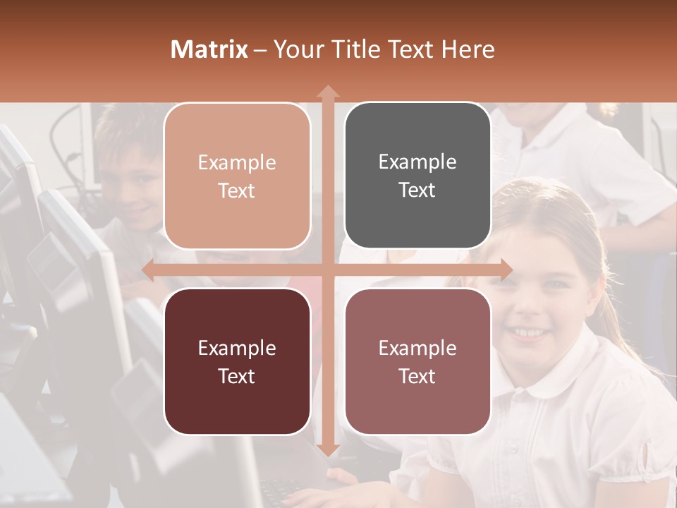 A Group Of Children Sitting In Front Of A Computer PowerPoint Template