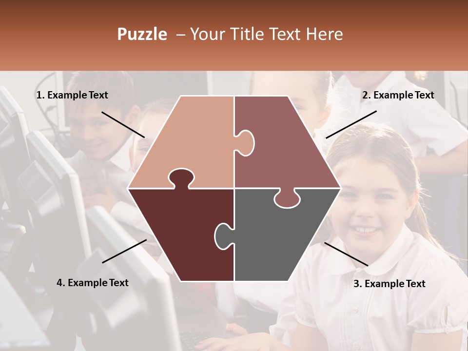 A Group Of Children Sitting In Front Of A Computer PowerPoint Template