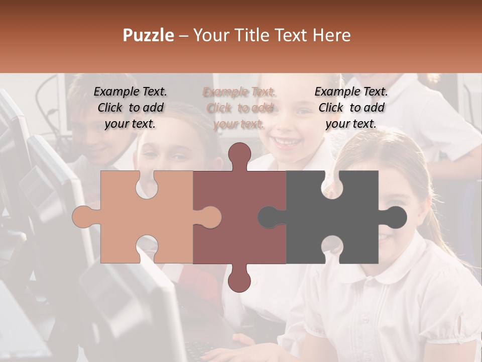 A Group Of Children Sitting In Front Of A Computer PowerPoint Template