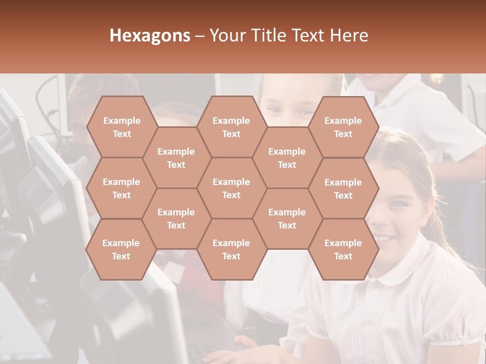 A Group Of Children Sitting In Front Of A Computer PowerPoint Template