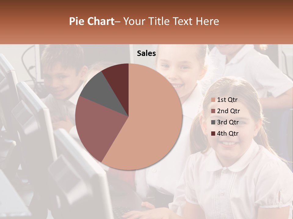 A Group Of Children Sitting In Front Of A Computer PowerPoint Template