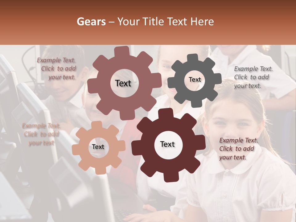 A Group Of Children Sitting In Front Of A Computer PowerPoint Template