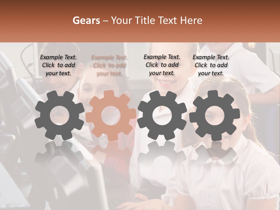 A Group Of Children Sitting In Front Of A Computer PowerPoint Template