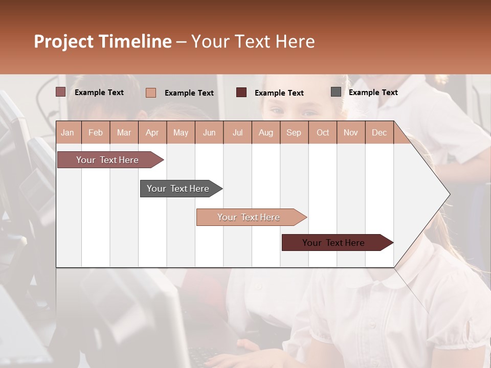 A Group Of Children Sitting In Front Of A Computer PowerPoint Template