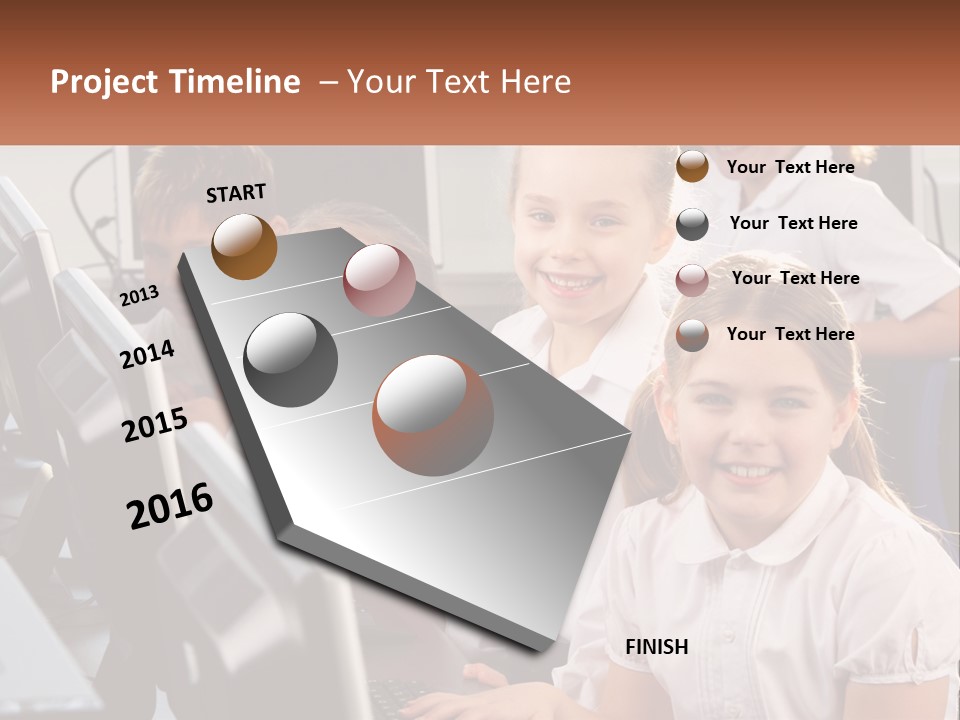 A Group Of Children Sitting In Front Of A Computer PowerPoint Template