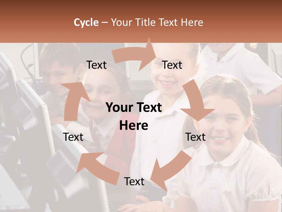 A Group Of Children Sitting In Front Of A Computer PowerPoint Template