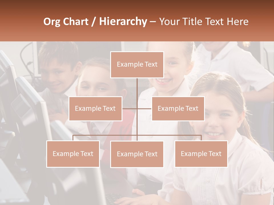 A Group Of Children Sitting In Front Of A Computer PowerPoint Template