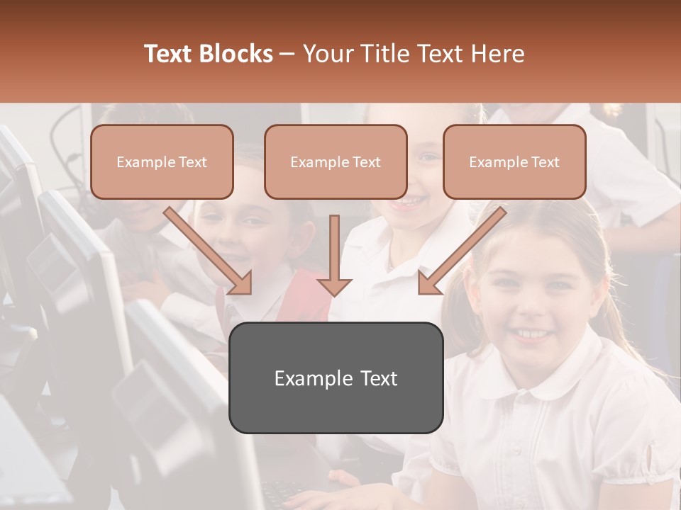 A Group Of Children Sitting In Front Of A Computer PowerPoint Template