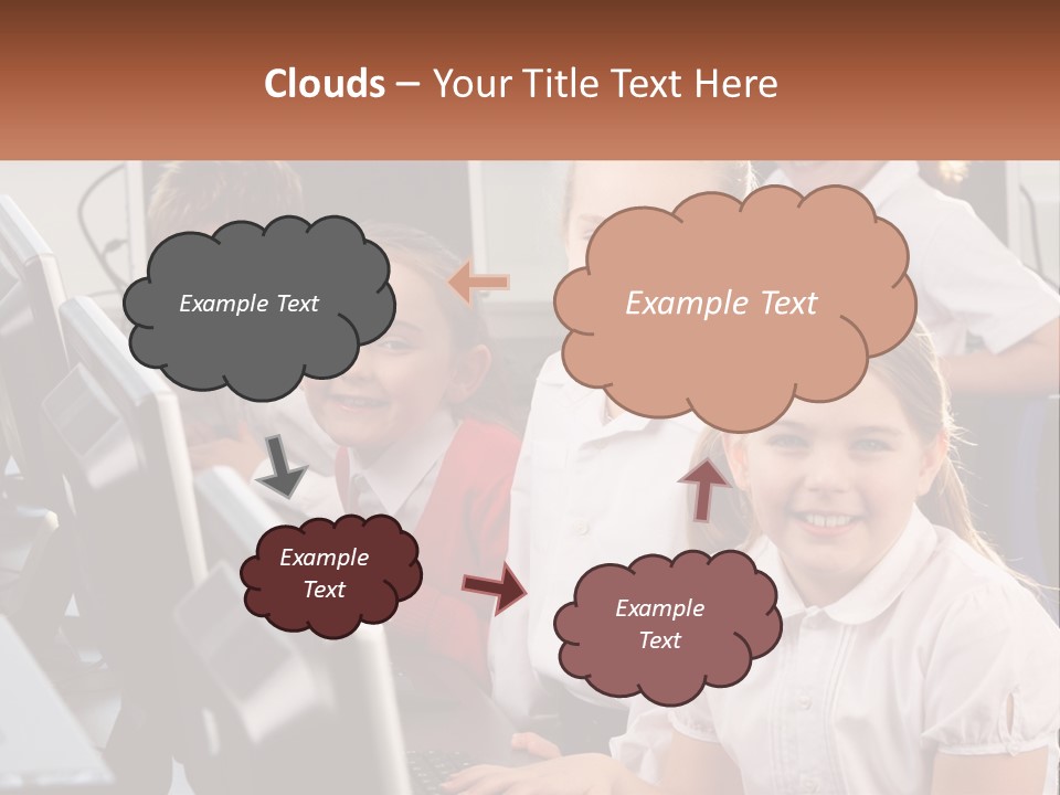 A Group Of Children Sitting In Front Of A Computer PowerPoint Template