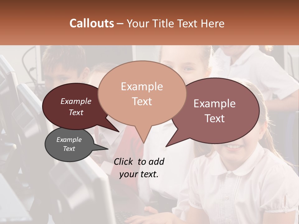 A Group Of Children Sitting In Front Of A Computer PowerPoint Template