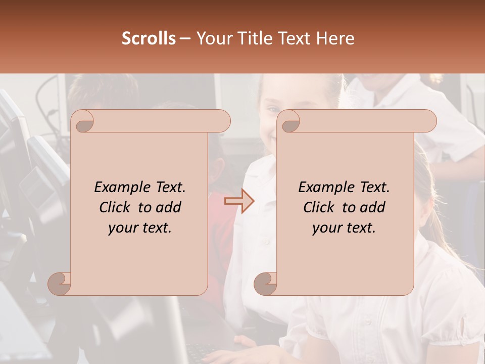 A Group Of Children Sitting In Front Of A Computer PowerPoint Template