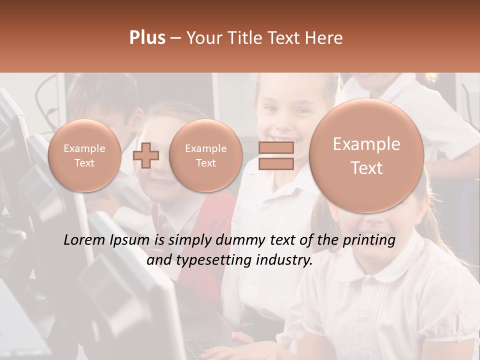 A Group Of Children Sitting In Front Of A Computer PowerPoint Template