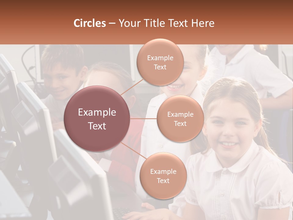 A Group Of Children Sitting In Front Of A Computer PowerPoint Template