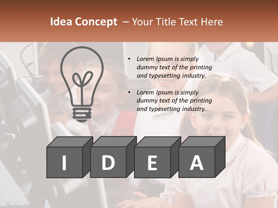 A Group Of Children Sitting In Front Of A Computer PowerPoint Template