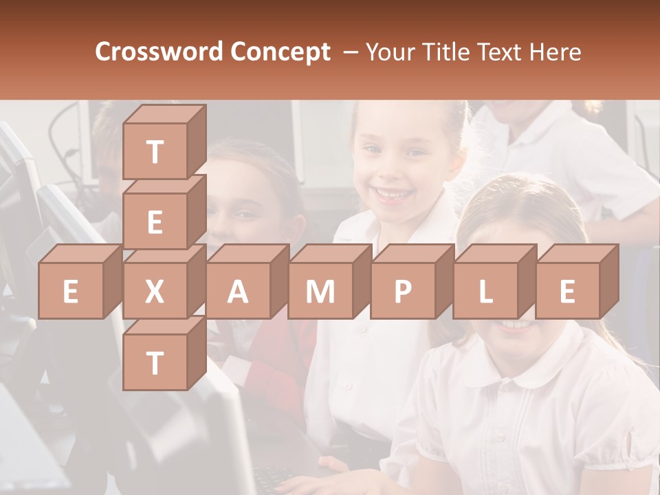 A Group Of Children Sitting In Front Of A Computer PowerPoint Template