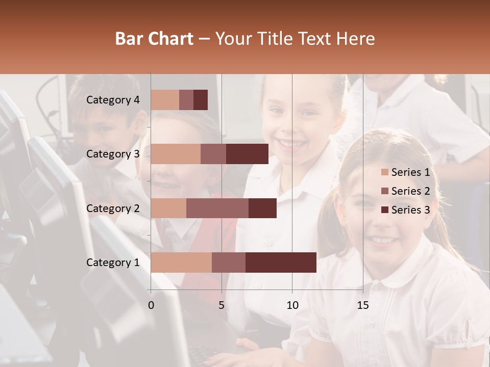 A Group Of Children Sitting In Front Of A Computer PowerPoint Template