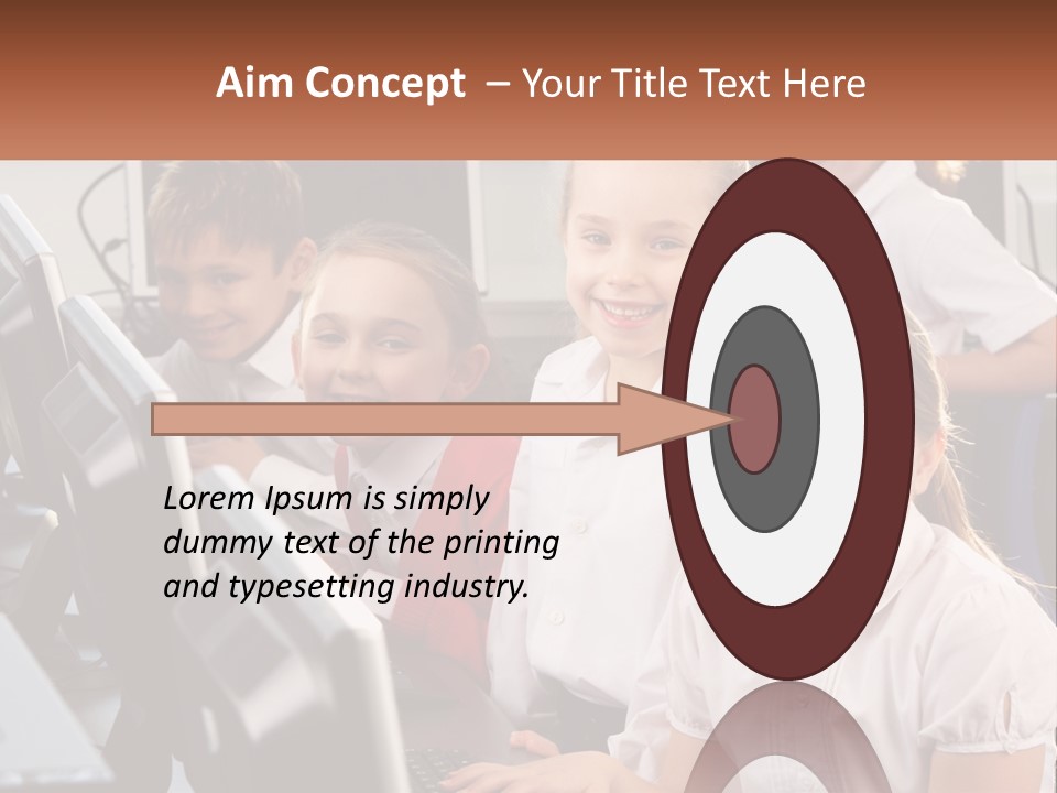 A Group Of Children Sitting In Front Of A Computer PowerPoint Template