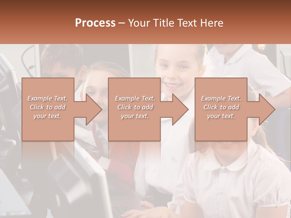 A Group Of Children Sitting In Front Of A Computer PowerPoint Template
