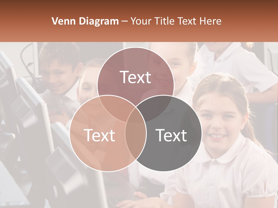 A Group Of Children Sitting In Front Of A Computer PowerPoint Template