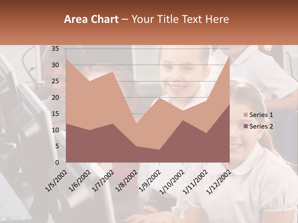 A Group Of Children Sitting In Front Of A Computer PowerPoint Template