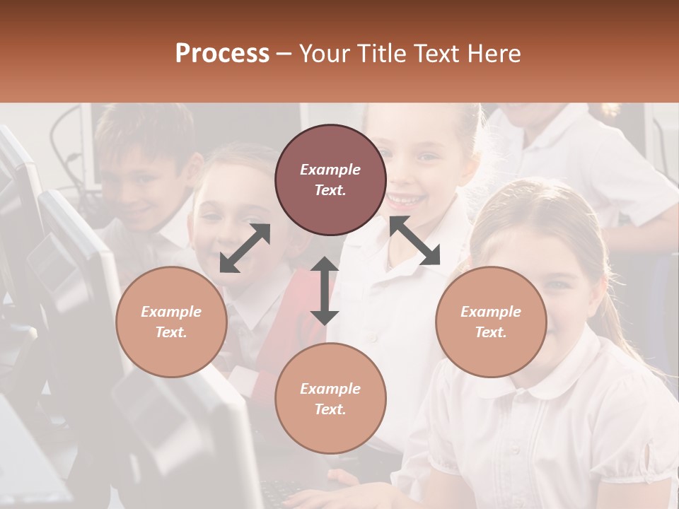 A Group Of Children Sitting In Front Of A Computer PowerPoint Template