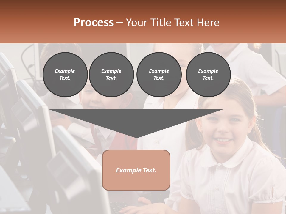 A Group Of Children Sitting In Front Of A Computer PowerPoint Template