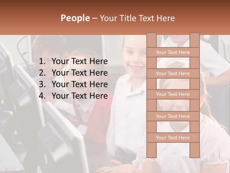 A Group Of Children Sitting In Front Of A Computer PowerPoint Template