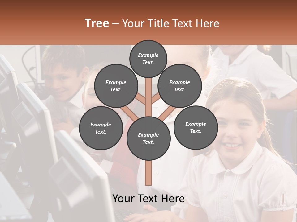 A Group Of Children Sitting In Front Of A Computer PowerPoint Template