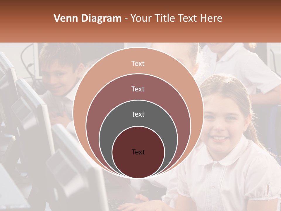 A Group Of Children Sitting In Front Of A Computer PowerPoint Template