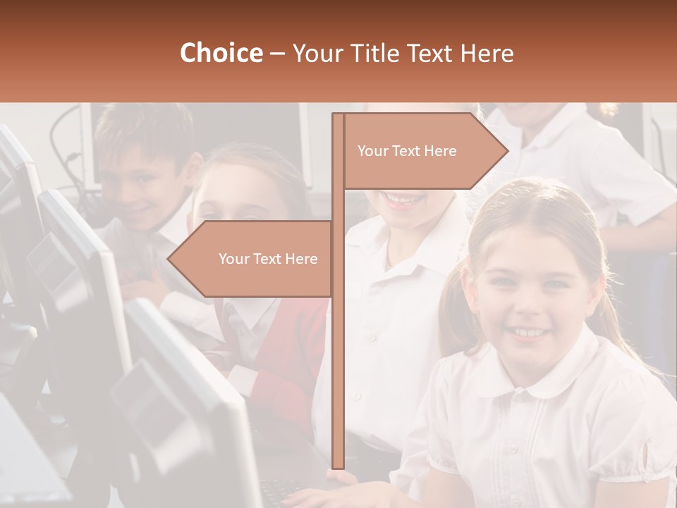 A Group Of Children Sitting In Front Of A Computer PowerPoint Template