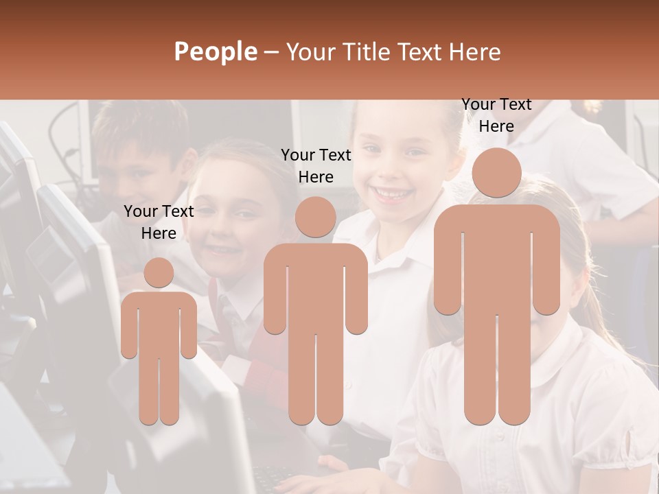 A Group Of Children Sitting In Front Of A Computer PowerPoint Template