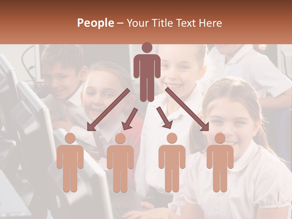 A Group Of Children Sitting In Front Of A Computer PowerPoint Template