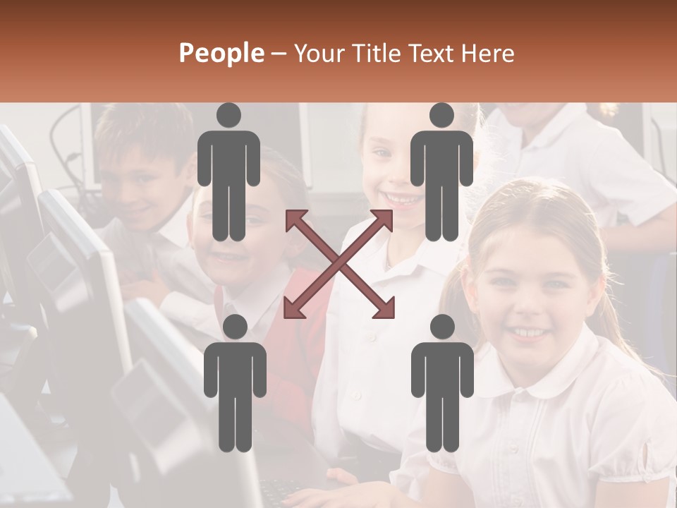 A Group Of Children Sitting In Front Of A Computer PowerPoint Template
