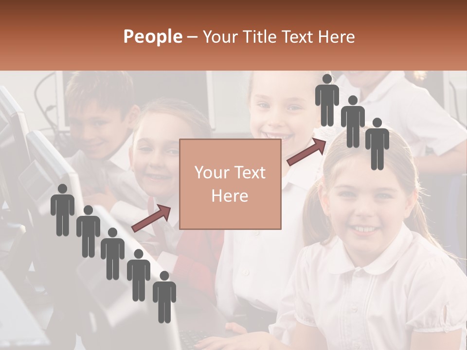 A Group Of Children Sitting In Front Of A Computer PowerPoint Template