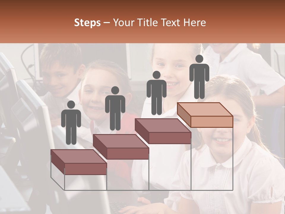 A Group Of Children Sitting In Front Of A Computer PowerPoint Template