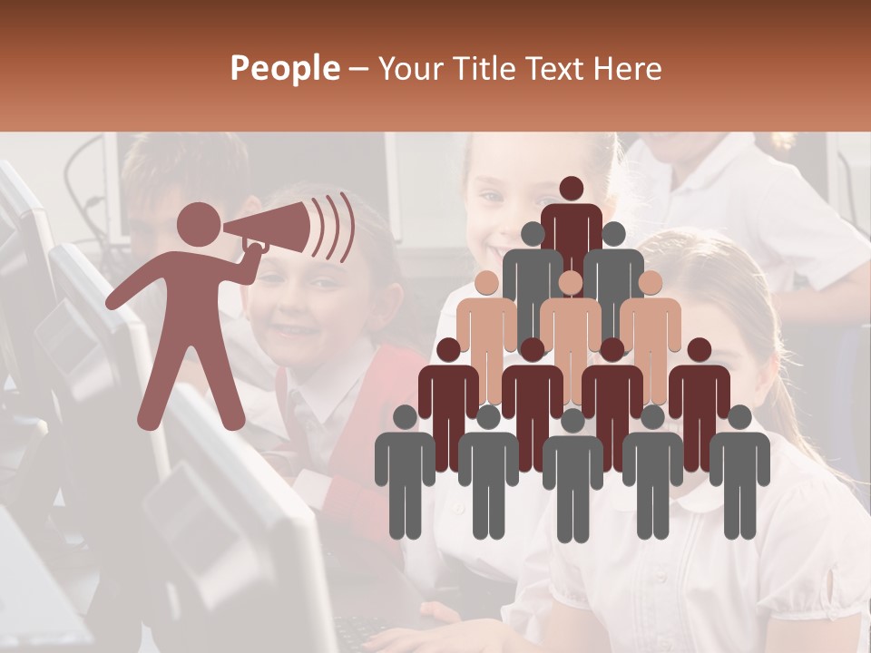 A Group Of Children Sitting In Front Of A Computer PowerPoint Template