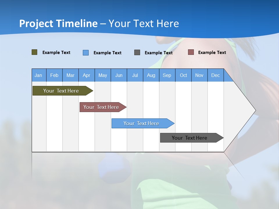 A Woman In A Green Tank Top Is Holding A Blue Dumbbell PowerPoint Template