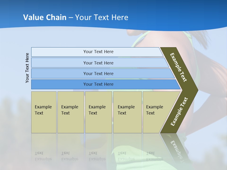 A Woman In A Green Tank Top Is Holding A Blue Dumbbell PowerPoint Template