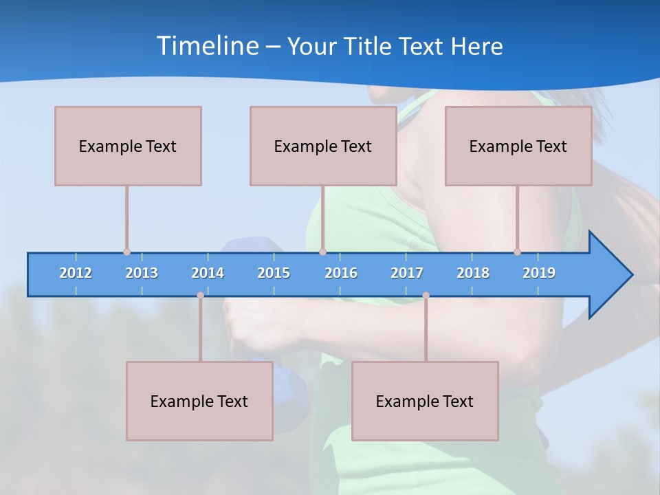 A Woman In A Green Tank Top Is Holding A Blue Dumbbell PowerPoint Template