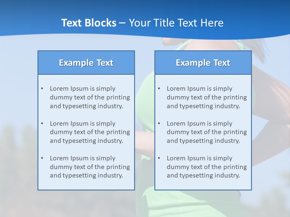 A Woman In A Green Tank Top Is Holding A Blue Dumbbell PowerPoint Template