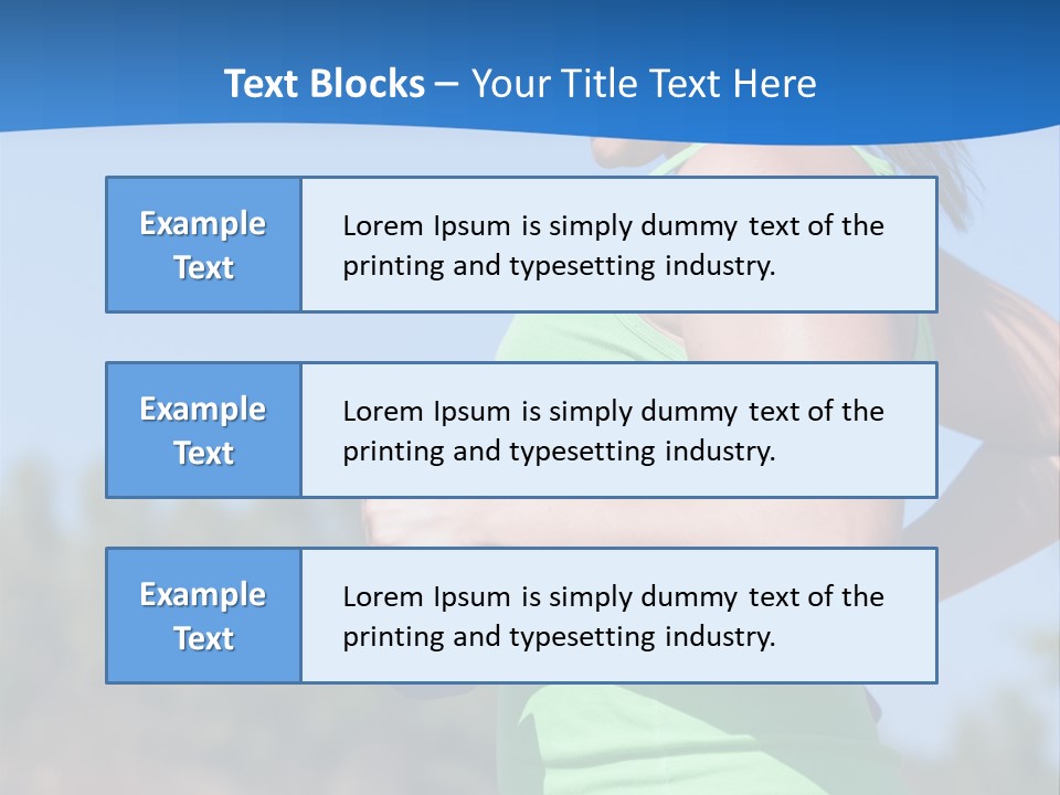 A Woman In A Green Tank Top Is Holding A Blue Dumbbell PowerPoint Template