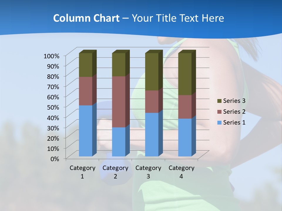 A Woman In A Green Tank Top Is Holding A Blue Dumbbell PowerPoint Template