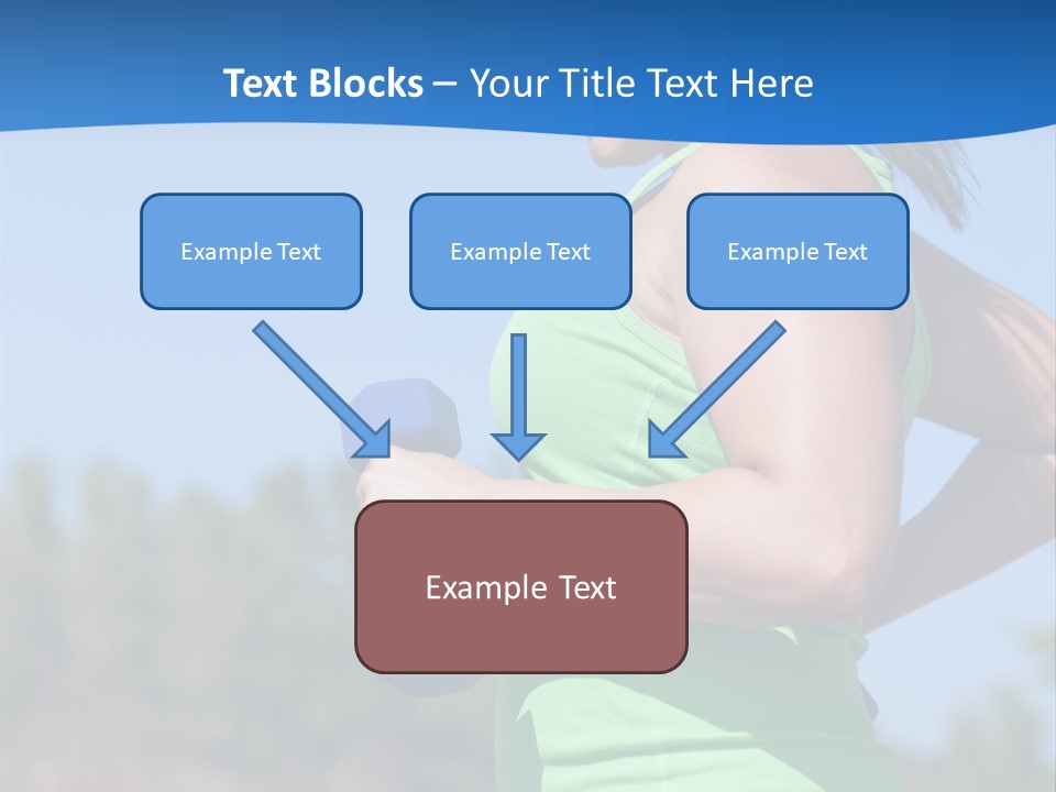 A Woman In A Green Tank Top Is Holding A Blue Dumbbell PowerPoint Template