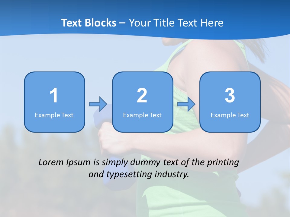 A Woman In A Green Tank Top Is Holding A Blue Dumbbell PowerPoint Template