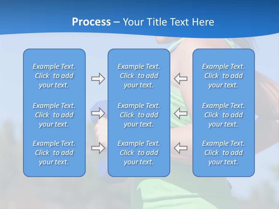 A Woman In A Green Tank Top Is Holding A Blue Dumbbell PowerPoint Template