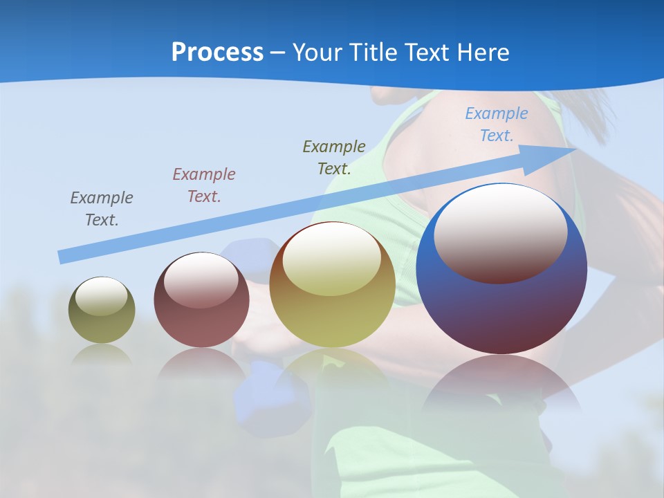 A Woman In A Green Tank Top Is Holding A Blue Dumbbell PowerPoint Template