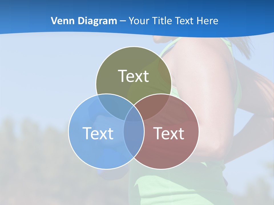 A Woman In A Green Tank Top Is Holding A Blue Dumbbell PowerPoint Template