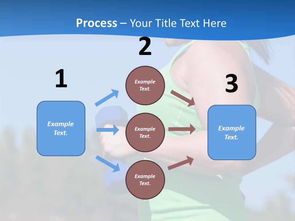 A Woman In A Green Tank Top Is Holding A Blue Dumbbell PowerPoint Template